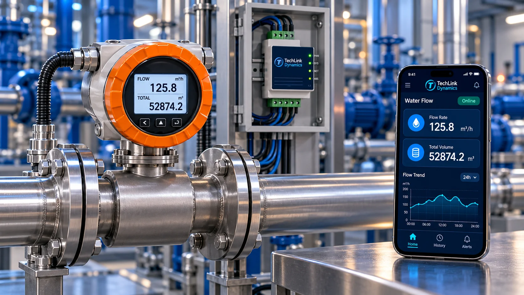 Water Flow Monitoring System illustrative system configuration